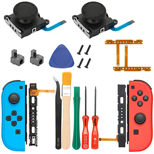 EEEKit Kit de reemplazo para Joy-con,18 en 1 Kit de reparación de para Joycon con Herramientas de fijación de Destornillador Compatible con Nintendo Switch