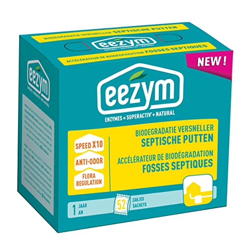 EEZYM POU2006 Eezym - Acelerador de biodegradación para el mantenimiento de fosas sépticas, 52 bolsas solubles (1 año)