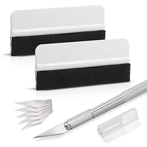 Ehdis Kits de aplicadores de instalación de lámina de Vinilo. Herramientas con Cuchillo de precisión y mini escobilla de Goma de Tinte de Envoltura Suave, talla única