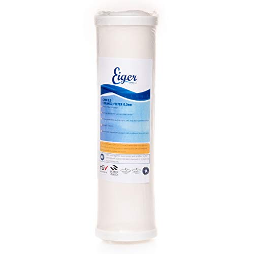 Eiger - Cartucho de filtro de agua de 0,3 micras para cerámica | Filtro universal de 10 pulgadas compatible | Cartucho de repuesto premium de 3 micras