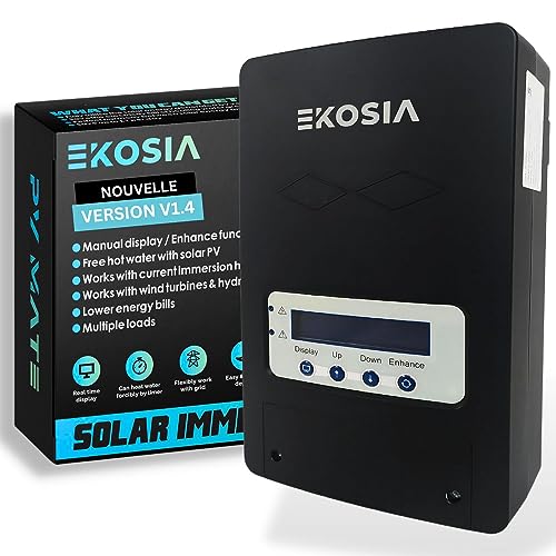 EKOSIA® - Enrutador solar para calefacción de agua, potencia 3,6 kW, Optimizador de panel solar, superposición fotovolatica 2 salidas, autoconsumo para kit de panel solar
