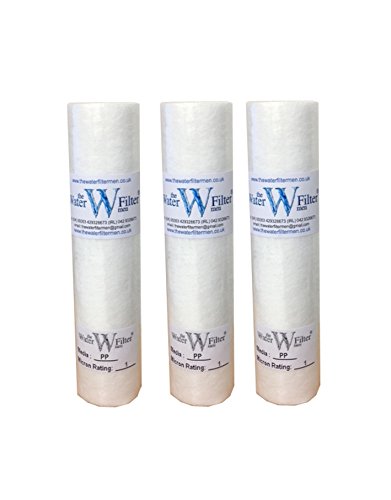 El filtro de agua Hombre 3x10 "PP (1MIC) PP SEDIMENTO 1 MIC Partículas de sedimento Osmosis inversa Cartucho de filtro de agua, 1 micra, 10", Paquete de 3