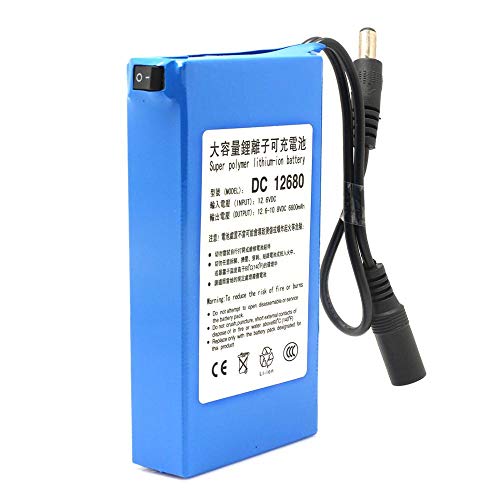 ele ELEOPTION Batería recargable de iones de litio para adaptador de batería CCTV de 12V Capacidad muy alta 6800MAH DC12680