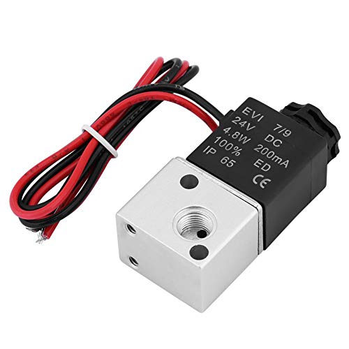 Electroválvulas de Aire, 12V/24V DC 1/8"BSP Válvula solenoide de Aire eléctrica de latón, 3 vías 2 posiciones Válvula solenoide neumática normalmente cerrada, 0-0.08MP(24V)