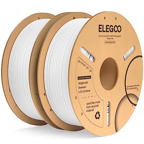 ELEGOO Filamento PLA+ 1.75 2KG Blanco, Filamento PLA Plus para Impresora 3D, Precisión Dimensional +/- 0.02mm, Carrete Filamento 3D,para Mayoría Impresoras 3D