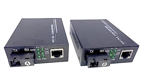 Elfcam - 2 Pack Convertidor de Medios Gigabit Ethernet 10/100/1000M con 1.25Gb Monomodo SC Transceiver, 20KM (1 RJ45)
