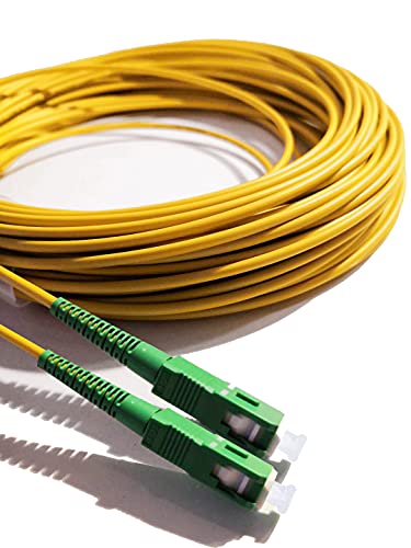 Elfcam® - 5m Fibra óptica Cable SC/APC a SC/APC Monomodo Simplex 9/125, Compatible con Orange, Movistar, Vodafone y Jazztel, 5 Metros