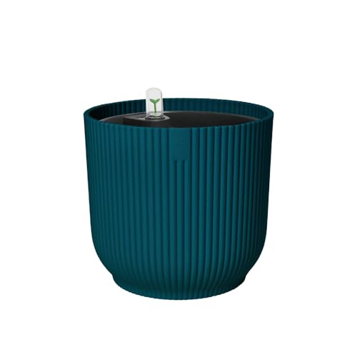 elho Vibes - Maceta redonda plegable con inserto de autorriego, 100% plástico reciclado, macetas de interior, diámetro de 22 cm, color azul y azul oscuro