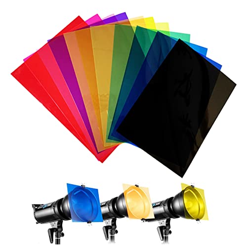 Eowppue Filtros De Colores 11 Colores Filtro De Luz De Gel Filtros De Colores Para Focos Para Cámara De Fotos Flash Para Fotografía Flash (tamaño A4 & 29,7 X 21 Cm)