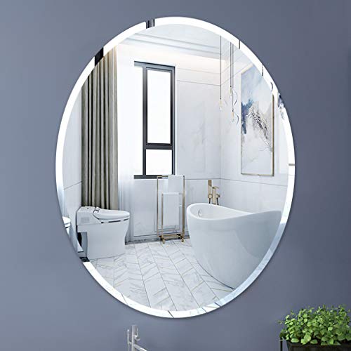 Espejo Ovalado de Pared para baño, Diseño Elegante de 60 cm x 80 cm Espejo de Vidrio HD sin Marco con Bordes biselados contemporáneos