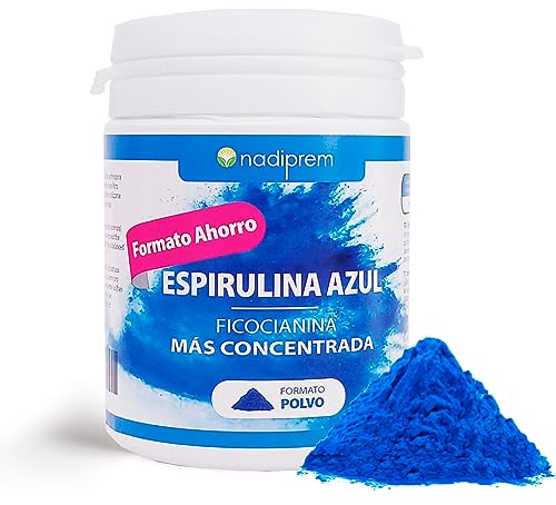 Espirulina Azul en Polvo Nadiprem - Blue Spirulina (50g) Extracto Ficocianina Concentrada - Antioxidante Natural - Colorante alimentario azul repostería - DETOX