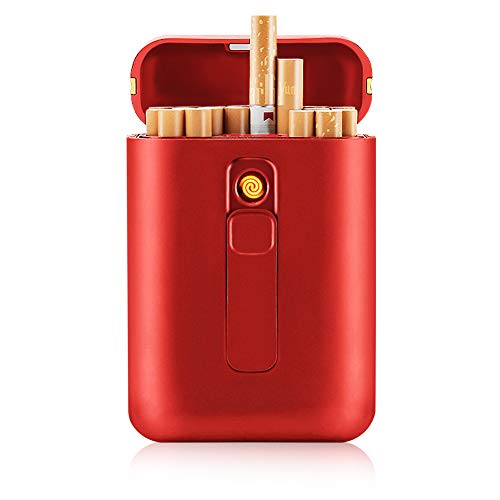 Estuche para Cigarrillos con Encendedor de Cigarrillos 20 Unidades Cigarrillos Regulares Portátil Tamaño King Encendedores USB 2 en 1