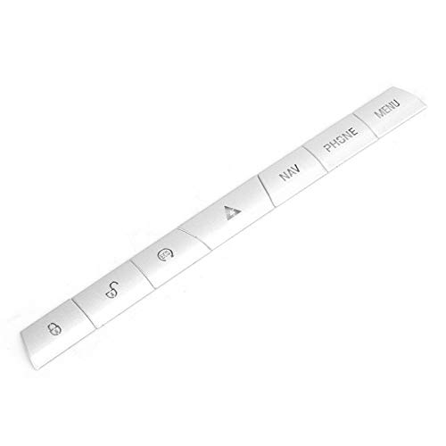 Etiqueta engomada de la cubierta del botón del panel multimedia, aleación de aluminio plateado, compatible con J-aguar XF 2012-2015 (7 piezas)