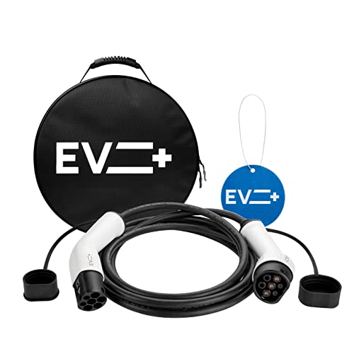 EV + Cable para Coche Eléctrico Tipo 2 a Tipo 2 IEC62196, 8 Metros Cargadores de Coches Eléctricos EV PHEV, Cargador de Vehículo Portátil, Cable de Carga Monofásico 32A (7.2 kW) Negro, Estuche
