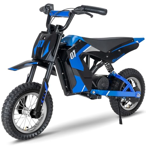 EVERCROSS EV12M Motocicleta Eléctrica Niños, Moto Eléctrica con Motor de 300 W, Modos de Velocidad de 8/12/25 KMH, 15 km de Largo Alcance, Neumático de 12'', Moto Cross para niños de 3 a 12 años