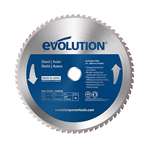 Evolution Hoja de sierra de 255 mm M255TCT-52MS de Evolution para cortar acero dulce: la hoja de sierra de metal con punta de carburo y 52 dientes no genera calor, rebabas ni chispas