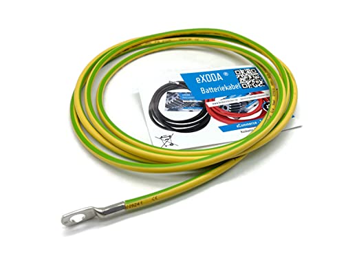 eXODA Cable de puesta a tierra 3 m Cable de puesta a tierra 16 mm² verde/amarillo Conductor de puesta a tierra Terminales de cable M8 + M10