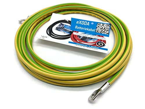 eXODA Cable de puesta a tierra 5 m Cable de puesta a tierra 16 mm² verde/amarillo Conductor de puesta a tierra - longitud: 5 M8 + M10
