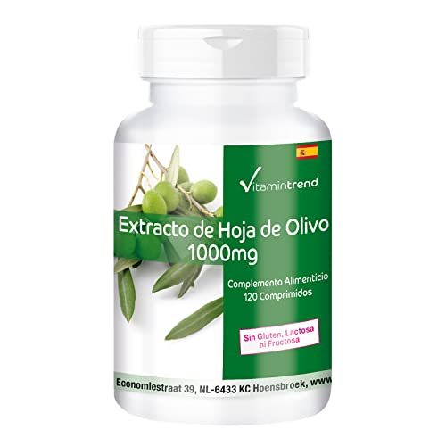 Extracto de Hoja de Olivo 1000 mg – Vegano – 120 Comprimidos – 20% de Oleuropeína– Olea Europaea – Vitaminas C y E | Vitamintrend®