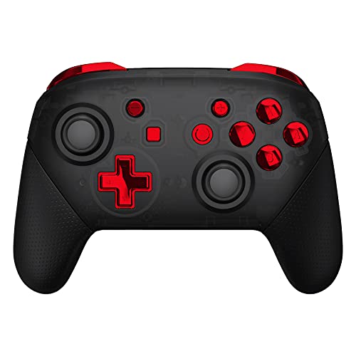 eXtremeRate ABXY D-Pad ZR ZL L R Botones para Nintendo Switch Pro Mando DIY Teclas de Reemplazo Botón Completo con Herramientas para Nintendo Switch Pro-Control NO Incluido(Rojo Cromo)