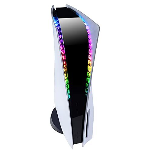 eXtremeRate PlayVital RGB LED Tira de Luces con Control Remoto para ps5 Consola Tira de Luz 7 Colores 29 Efectos Tira LED Luces con Remoto IR DIY Accesorios para ps5 Consola
