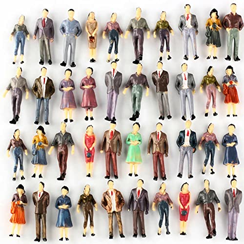 FACULX 130 figuras de personas a escala 1:50, trenes arquitectónicos de plástico, figuras de personas pequeñas, diferentes posturas para escenas en miniatura