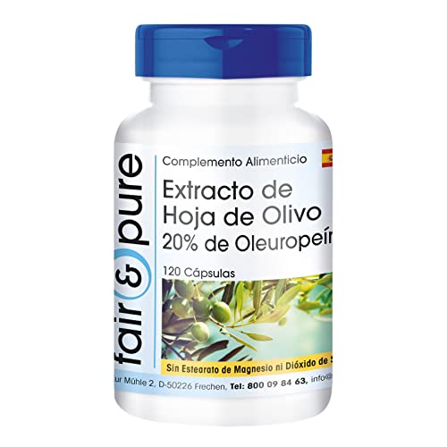 Fair & Pure® - Extracto de Hoja de Olivo - 20% de Oleuropeína - Olive Leaf Extract - Alta pureza - 120 Cápsulas