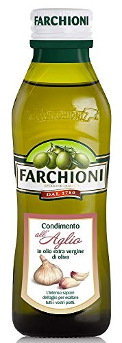 Farchioni - Aceite de Oliva Virgen Extra Aromatizado con Ajo (250 ml) | Esencia de Ajo | Botella (250 ml)