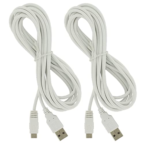 Fasizi Cable de alimentación USB extra largo de 3 metros para Wii U GamePad (10 pies / 3 metros) - Blanco