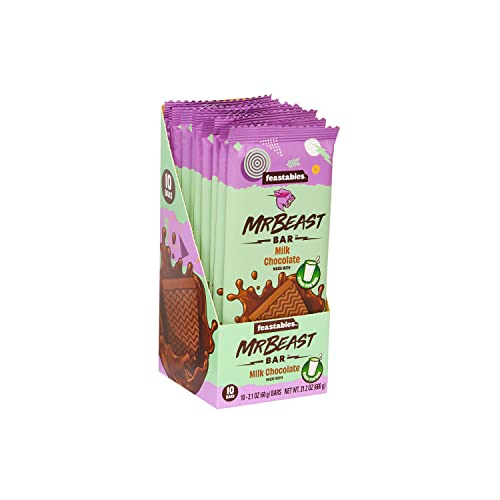 Feastables MrBeast Chocolate Bars/Barras de chocolate (10 x 60 g) - El regalo de chocolate para la verdadera bestia (Milk Chocolate)