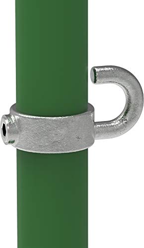 Fenau | Anillo de ajuste con gancho, anillo de fijación, Ø 33,7 mm, cierre de unión de tubo, de fundición maleable, galvanizado en caliente, incl. tornillos