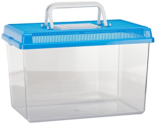 Ferplast Acuario de plástico para peces GEO LARGE Tanque de 6 L, Terrario para insectos y tortugas, Plástico, Rejillas de ventilación, Asa para el transporte, 30 x 20 x h 20,3 cm Azul marino