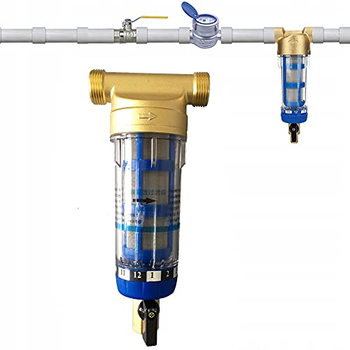 Filtro de agua de sedimentos reutilizables con filtro de agua prefiltro de sedimentos de micrón prefiltro purificador de agua, para filtro de sedimentos de manguera de agua de pozo (3/4")
