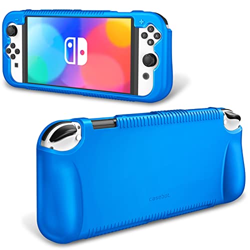 Fintie Funda de Silicona para Nintendo Switch OLED (2021) - Suave [Antideslizante] [Antichoque] con Agarre de Diseño Ergonómico para Consola de Nintendo, (Azul)