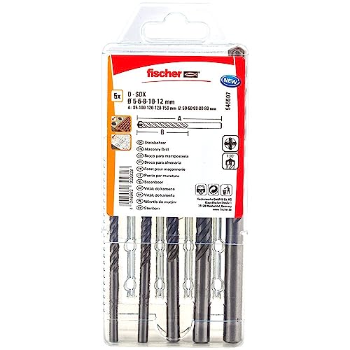 fischer - Juego de brocas de Carburo largas pared D-SDX 5-12mm (5 unidades)