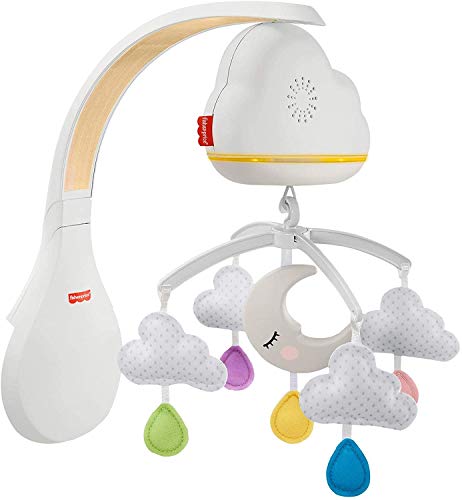 Fisher-Price Móvil Nubes y Lunas, juguete de cuna proyector para bebé recién nacido (Mattel GRP99)