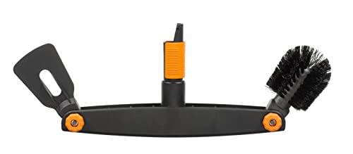 Fiskars Limpiador de canalones, Raspador y cepillo ajustables, Largo: 4,5 cm, Negro/Naranja, 1001414