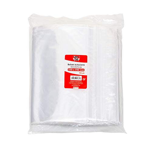 Fixo Pack 50063900－Pack de 100 bolsas de Polietileno Transparente con autocierre, 230 x 320 mm