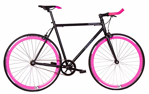 FK Cycling Kamikaze Bicicleta Fixie careterra, Bullhorn Negra Rosa (L 560)