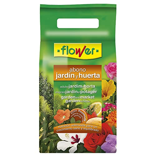 Flower - Abono Organo-Mineral para Huerta y Jardín | Con Humus Beneficioso | Ideal para Todo Tipo de Plantas | Formato Granulado, No aplica, 21x7x42.5 cm, Abono sólido