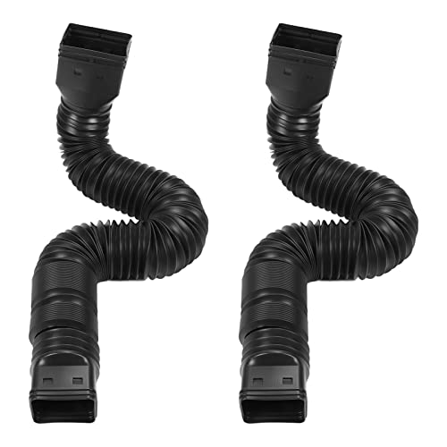 Fockety Extensión de Canalón, Adaptador de Extensión de Bajante Flexible, 2 Tubos Blandos, Ampliable para el Hogar (Black)