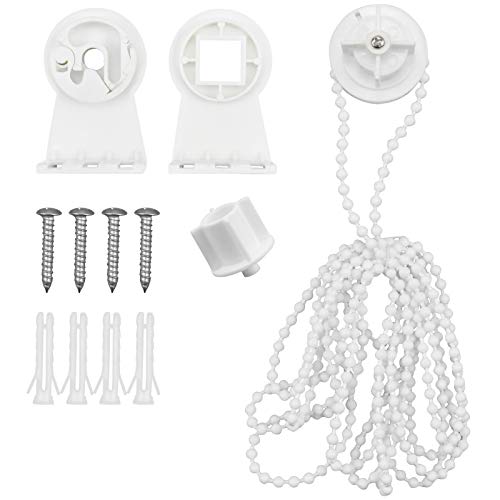 Fodlon Kit de Reparación de Persianas, 28mm Mecanismo Estor Enrollable, Plastico Embrague Ciego Soporte de Cadena de Cuentas Kit con Tornillos pour Ventana tratamientos