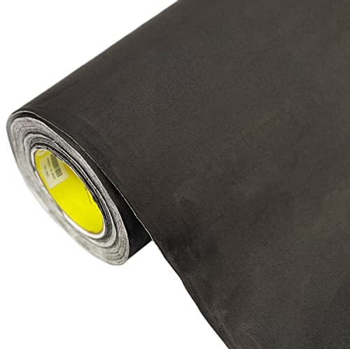 folimac Tejido de microfibra, autoadhesivo, aspecto de gamuza, lámina elástica para revestimiento de techo del coche, color negro, 50 x 142 cm
