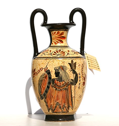 Frasco de cerámica griega de ánfora para pintura de la diosa Athena God Zeus