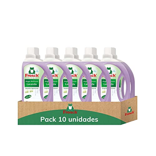 Frosch - Limpiador Multiusos de Hogar Ecológico Lavanda, Elimina la Grasa y la Suciedad en General, Higienizante eficaz - Pack de 10 Unidades x 1 L