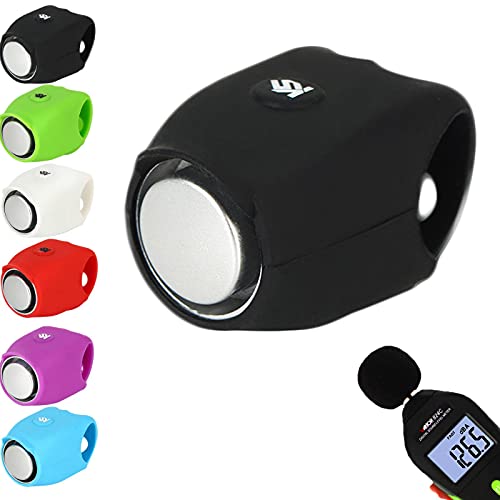 FTIK Bocina Bicicleta 120db, 2021 Mini Super Bike Horn 120DB, bocinas de Advertencia para Bicicletas de montaña Impermeables, 6 Modos de Sonido para Bicicleta De Montaña, Carreras O BMX Negro