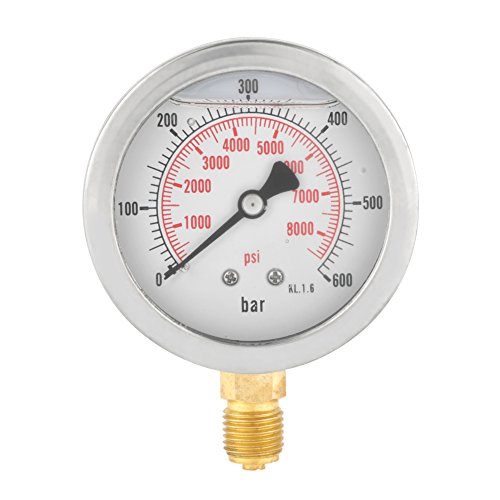 G Medidor de presión hidráulica de 1/4 ", 0-600Bar 63mm Dial Medidor de presión de agua medidor de metal
