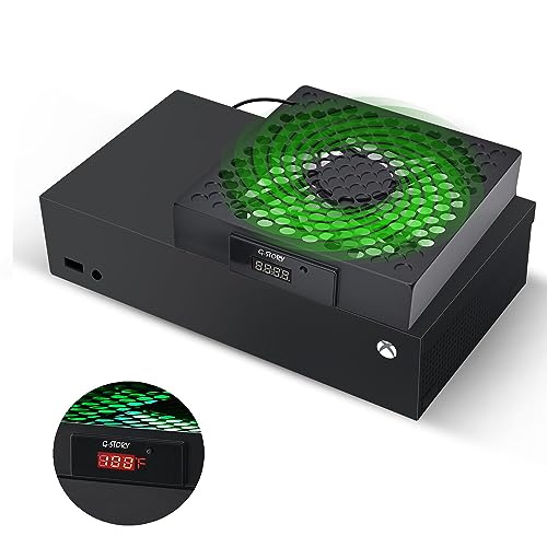 G-STORY Ventilador para Xbox Serie S con velocidad automática del ventilador ajustable por temperatura, pantalla LED, bajo ruido, 3 velocidades 1500/1750/2000RPM (140MM) (Black)
