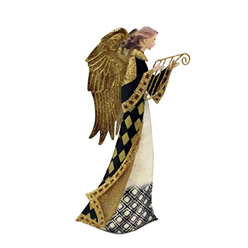 Gall&Zick Figura decorativa de ángel de Navidad, color dorado y negro de chapa (arfa)