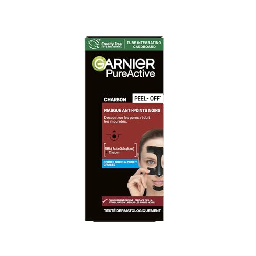 Garnier - SkinActive - Pure Active - Masque Peel-Off Anti-Points Noirs - Peaux Grasses à Imperfections - Lot de 2 x 50 ml